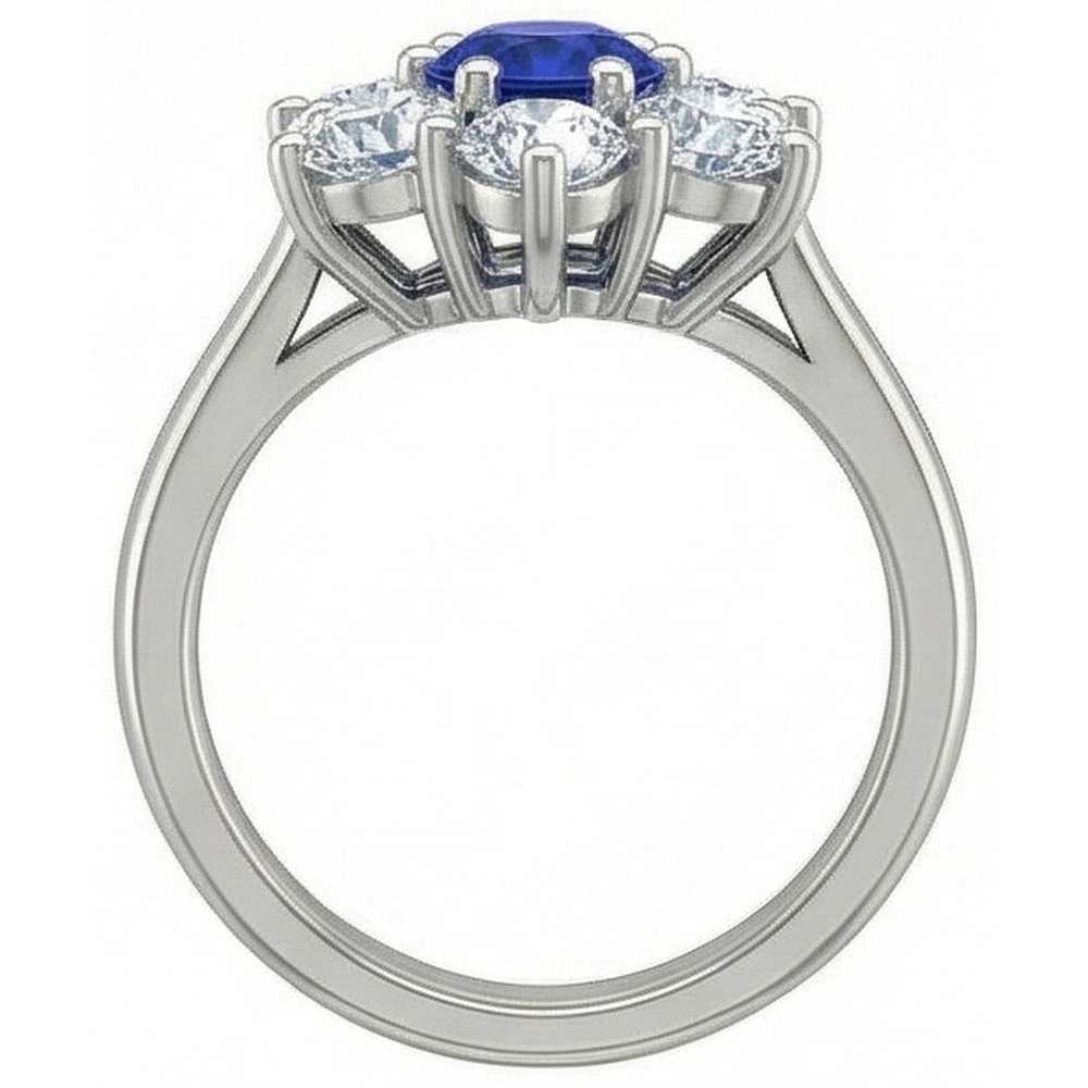 echter round saphir 4Karat ring mit Diamantbesatz