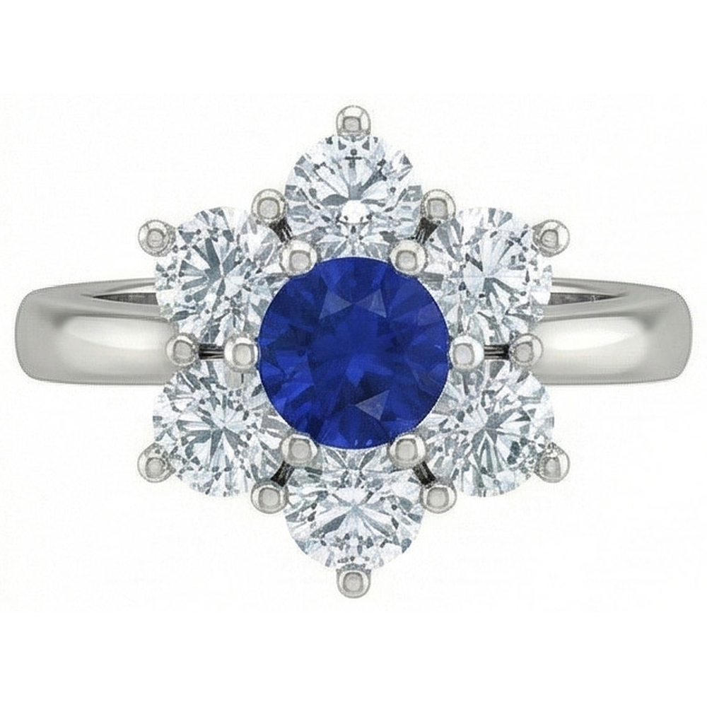 echter round saphir 4Karat ring Seitenansicht