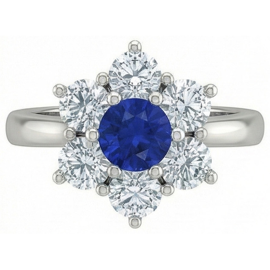 echter round saphir 4Karat ring Seitenansicht
