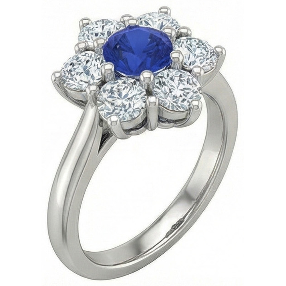 echter round saphir 4Karat ring Draufsicht