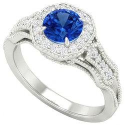Sri Lankan Saphir Aus der Erde Abgebauter Natürlicher Diamanten 2 Karat Jubiläumsring Weißgold 14K Neu