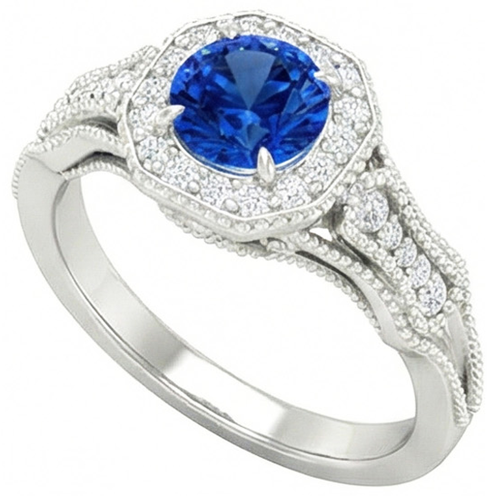 Sri Lankan Saphir Aus der Erde Abgebauter Natürlicher Diamanten 2 Karat Jubiläumsring Weißgold 14K Neu