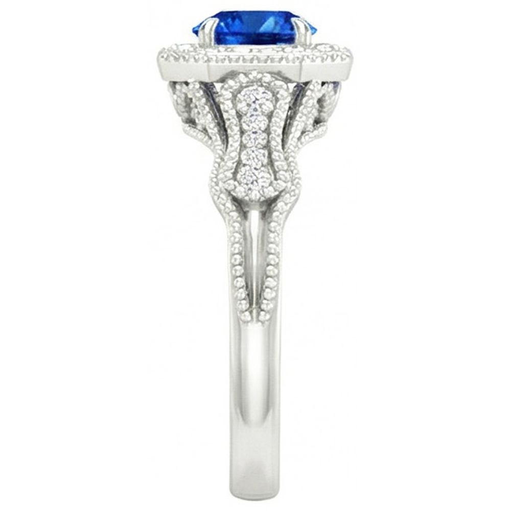 Sri Lankan Saphir Aus der Erde Abgebauter Natürlicher Diamanten 2 Karat Jubiläumsring Weißgold 14K Neu
