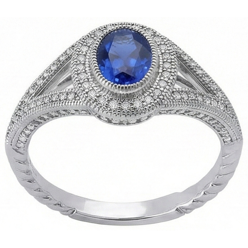 Sri Lankan Saphir Aus der Erde Abgebauter Natürlicher Diamanten Weißgold Jubiläumsring 3,51 ct.