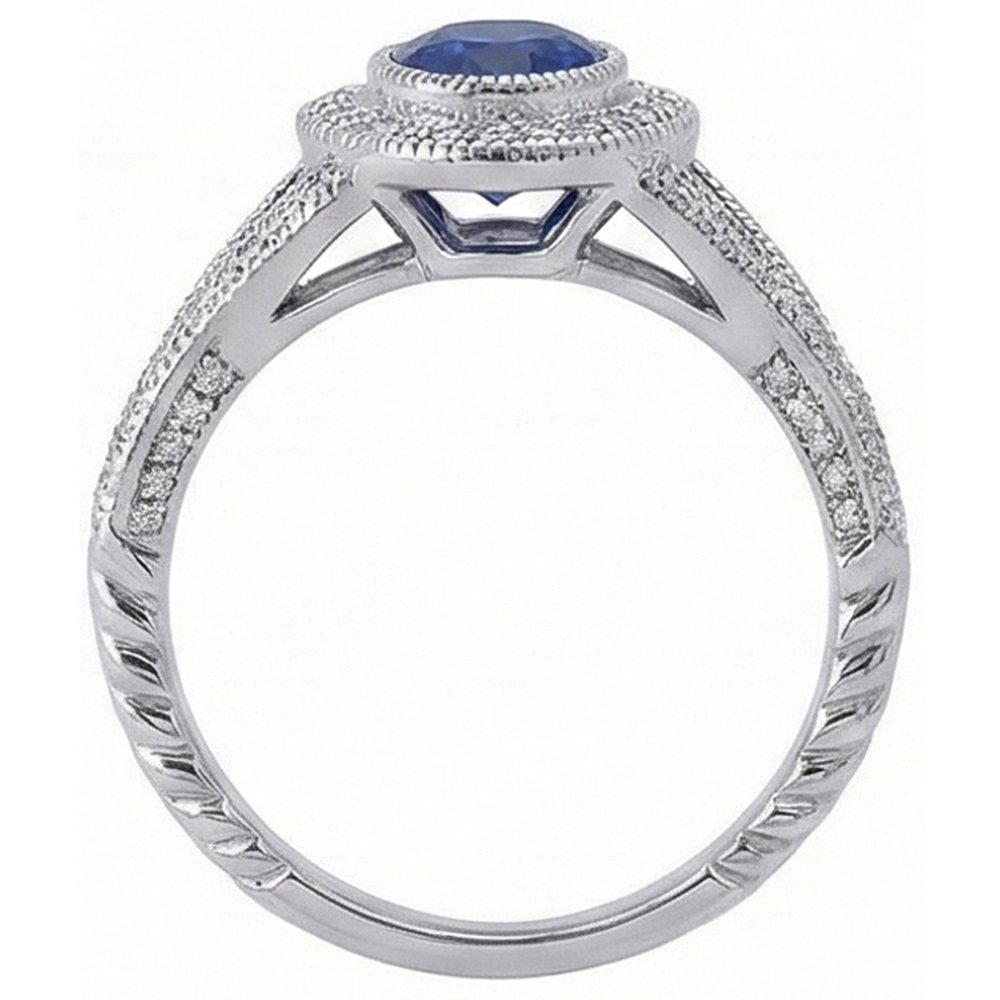 Sri Lankan Saphir Aus der Erde Abgebauter Natürlicher Diamanten Weißgold Jubiläumsring 3,51 ct.