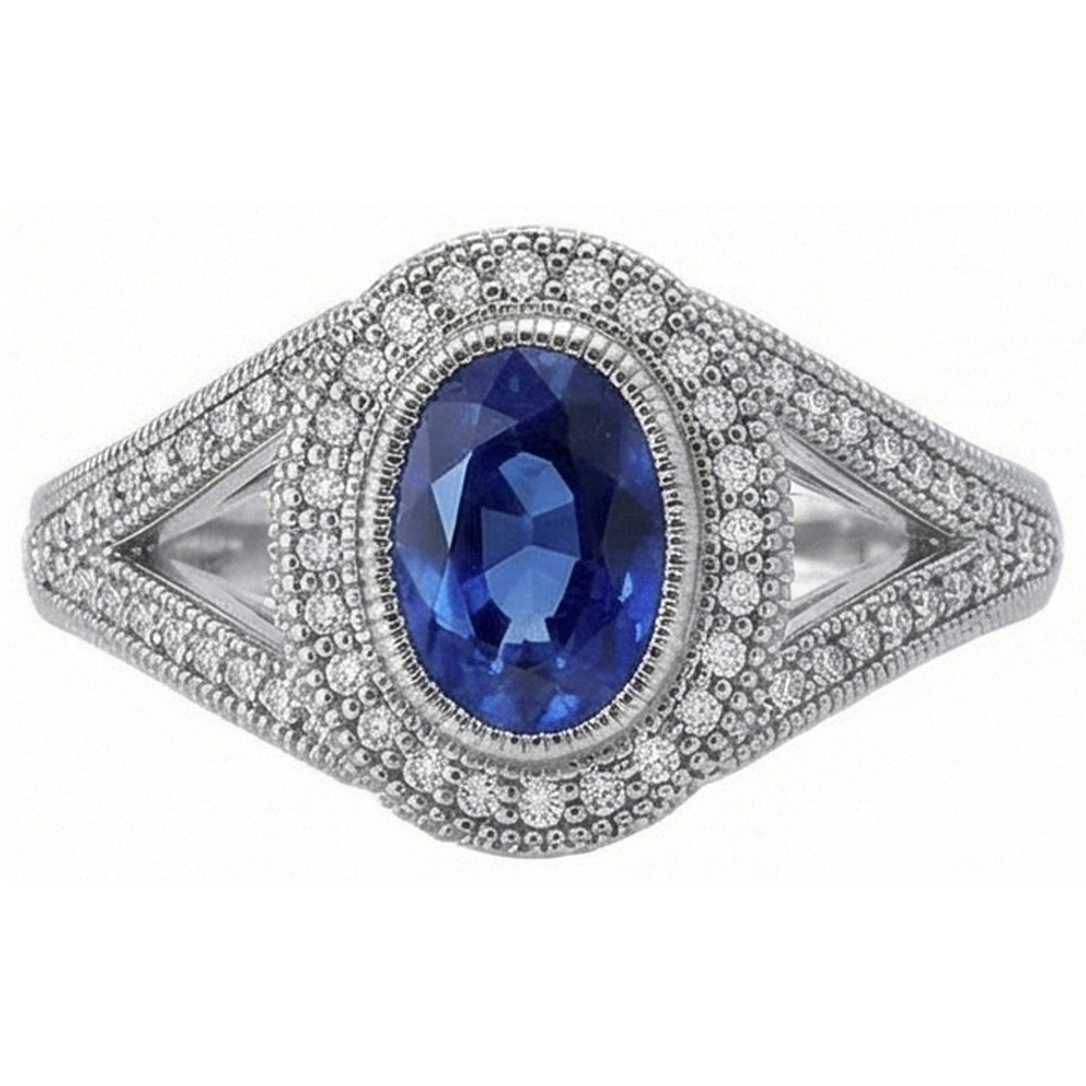 Sri Lankan Saphir Aus der Erde Abgebauter Natürlicher Diamanten Weißgold Jubiläumsring 3,51 ct.