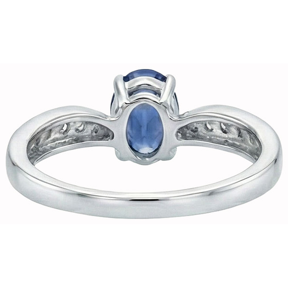 Sri Lankischer Saphir Oval Aus der Erde Abgebauter Natürlicher Diamant Promise Ring Weiß Gold 14K