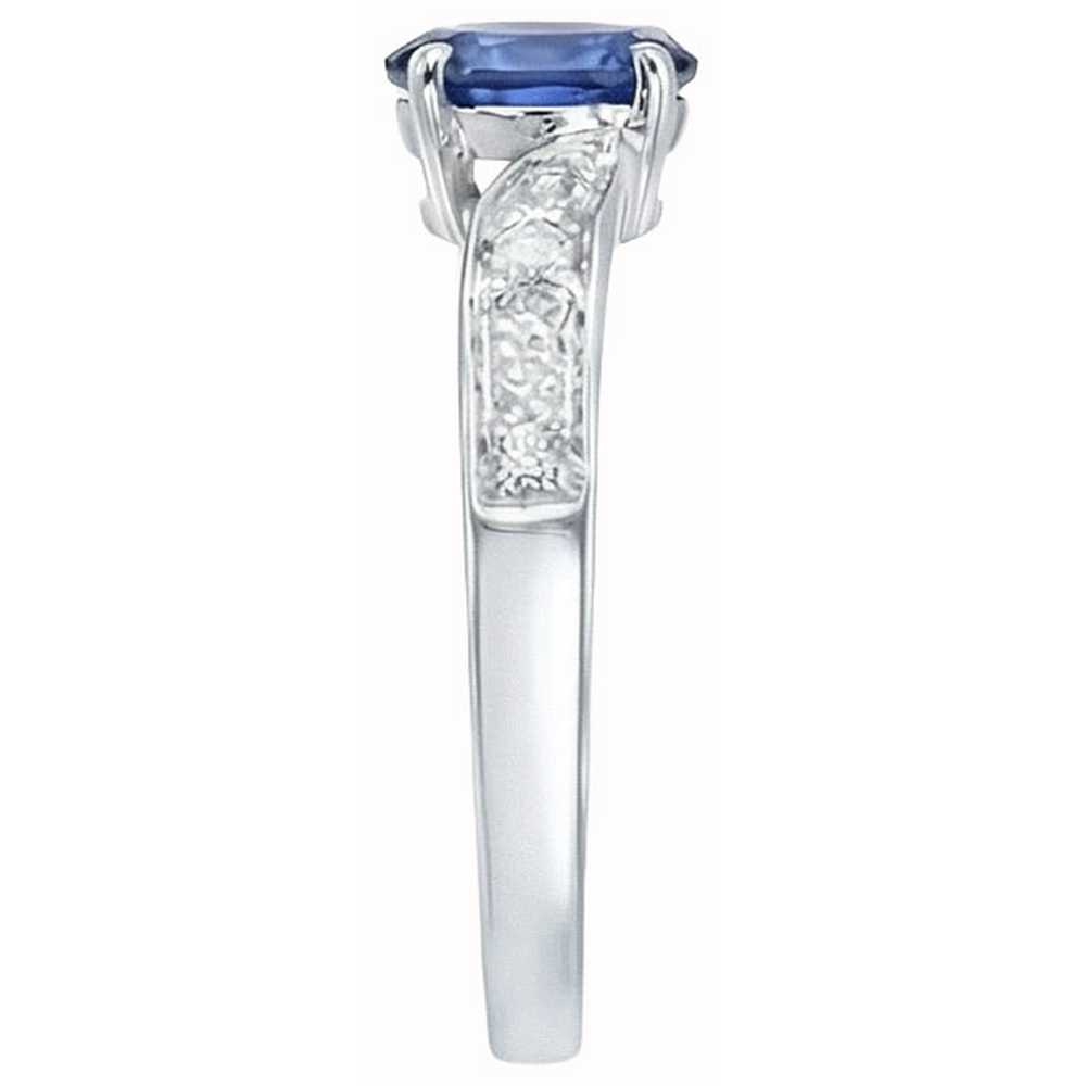 Sri Lankischer Saphir Oval Aus der Erde Abgebauter Natürlicher Diamant Promise Ring Weiß Gold 14K