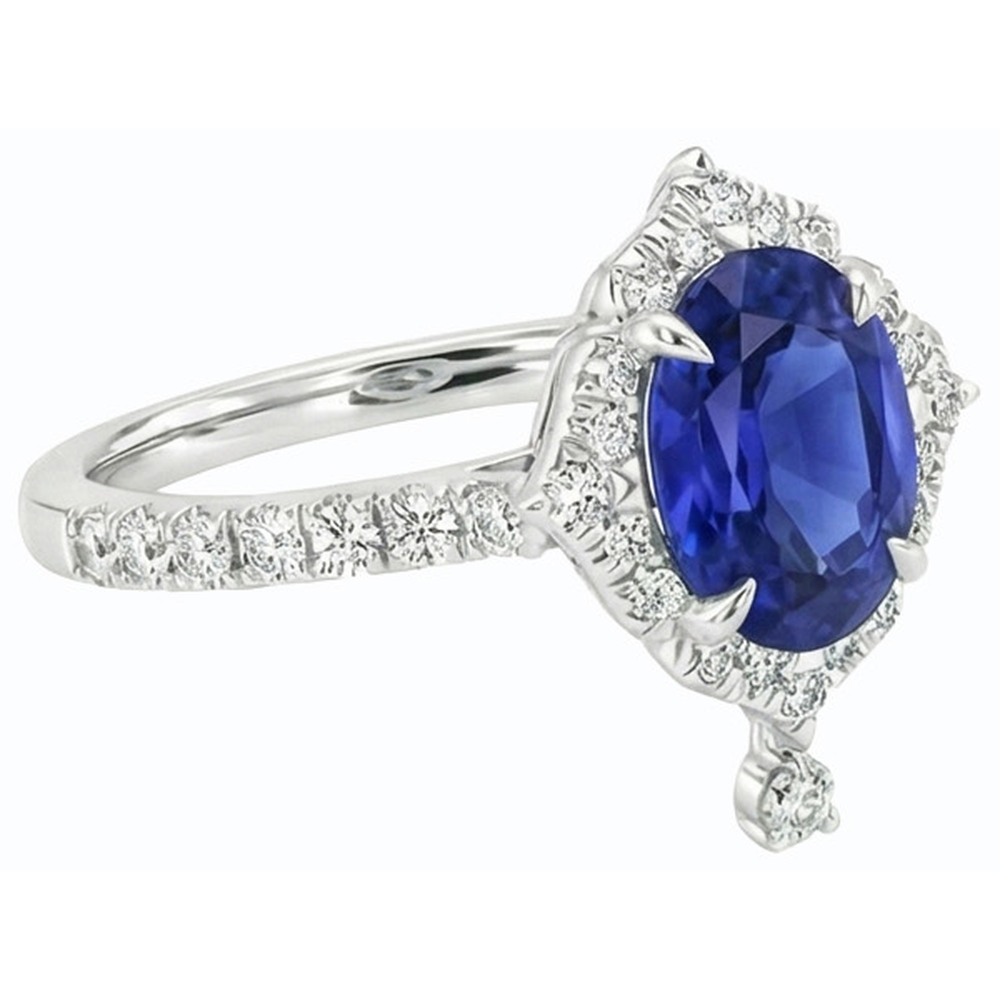 echter oval diamant 6Karat ring Draufsicht