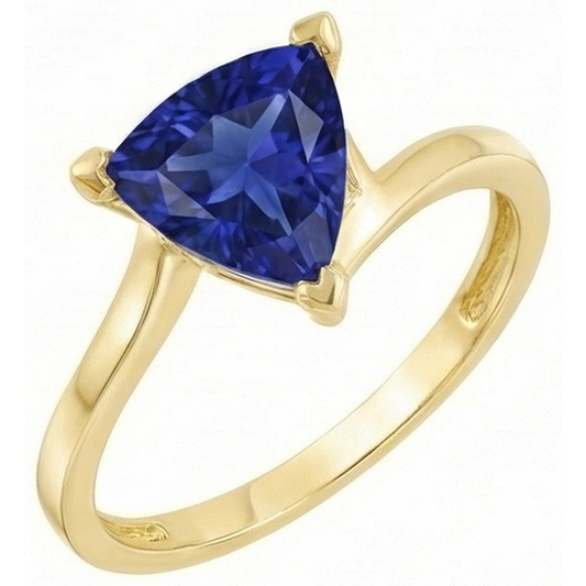 Srilanka Saphir Solitaire Trillion Shaped Ring 1 Karat Gelbgold