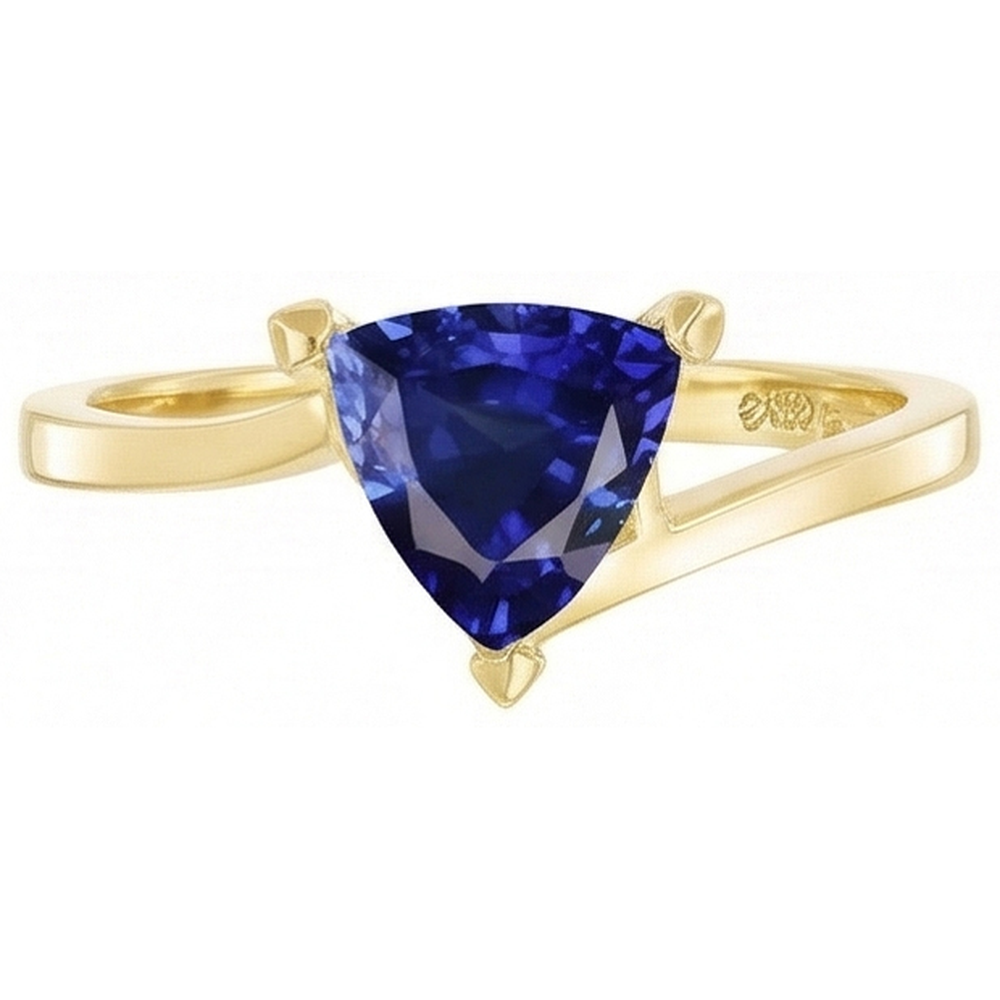 Srilanka Saphir Solitaire Trillion Shaped Ring 1 Karat Gelbgold