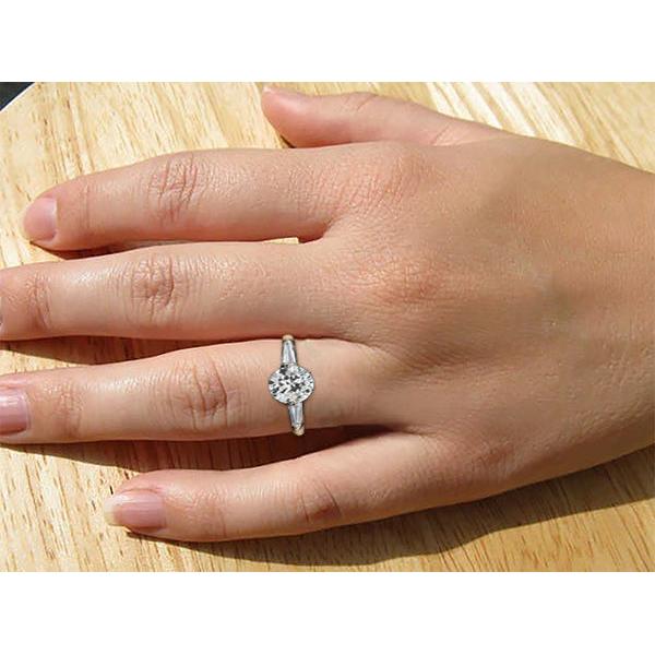 Stangenbrot & Runder Altschliff Echt Aus der Erde Abgebauter Natürlicher Diamant Ring 3 Steine 6 Krappen Satz 2.50 Karat