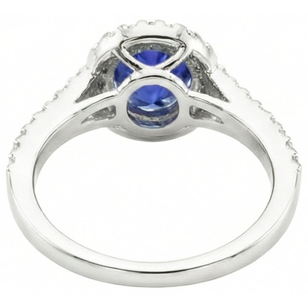 Stapelbarer Ring aus Sri Lanka mit Saphir und Aus der Erde Abgebauter Natürlicher Diamant 2.50 ct. Weißgold 14K