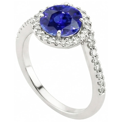Stapelbarer Ring aus Sri Lanka mit Saphir und Aus der Erde Abgebauter Natürlicher Diamant 2.50 ct. Weißgold 14K