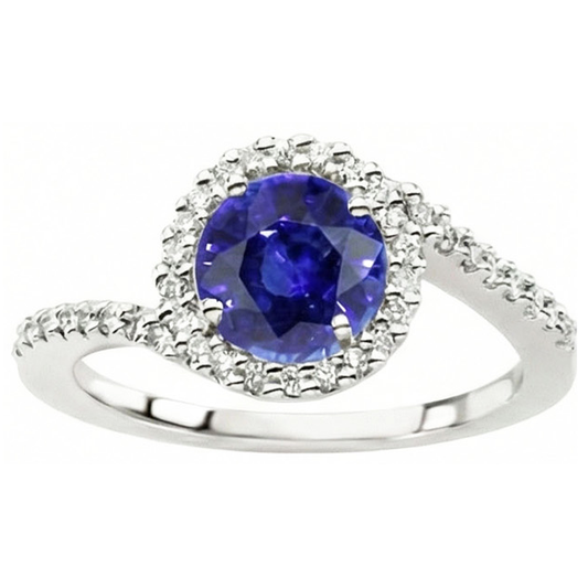 Stapelbarer Ring aus Sri Lanka mit Saphir und Aus der Erde Abgebauter Natürlicher Diamant 2.50 ct. Weißgold 14K
