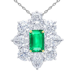 Stern Smaragd Stein-Halskette 4,50 Karat – Zweifarbiges 14K Gold