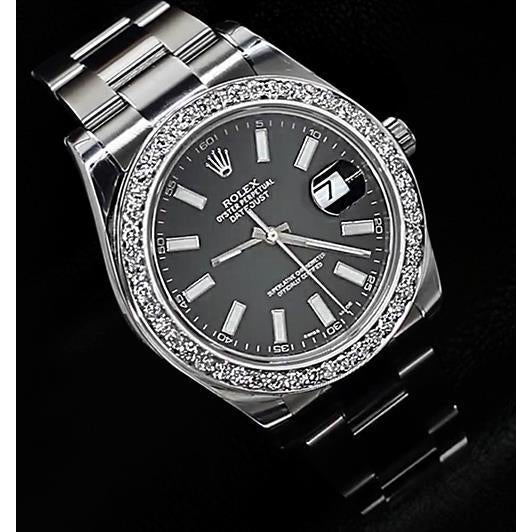 Stick-Zifferblatt und benutzerdefinierte Diamanten-Lünette Herrenuhr Rolex Datejust1