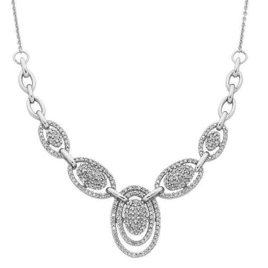 Stilvolle Ketten Echt Diamant Halskette 3,50 ct. Weiß Gold 14K