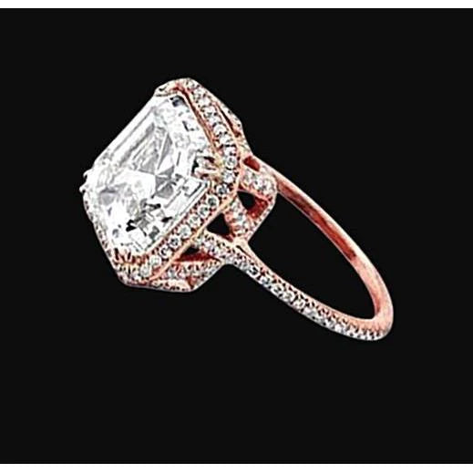 Strahlender Echt Diamant-Verlobungsring Fancy Halo 3,51 ct. Roségold 14K