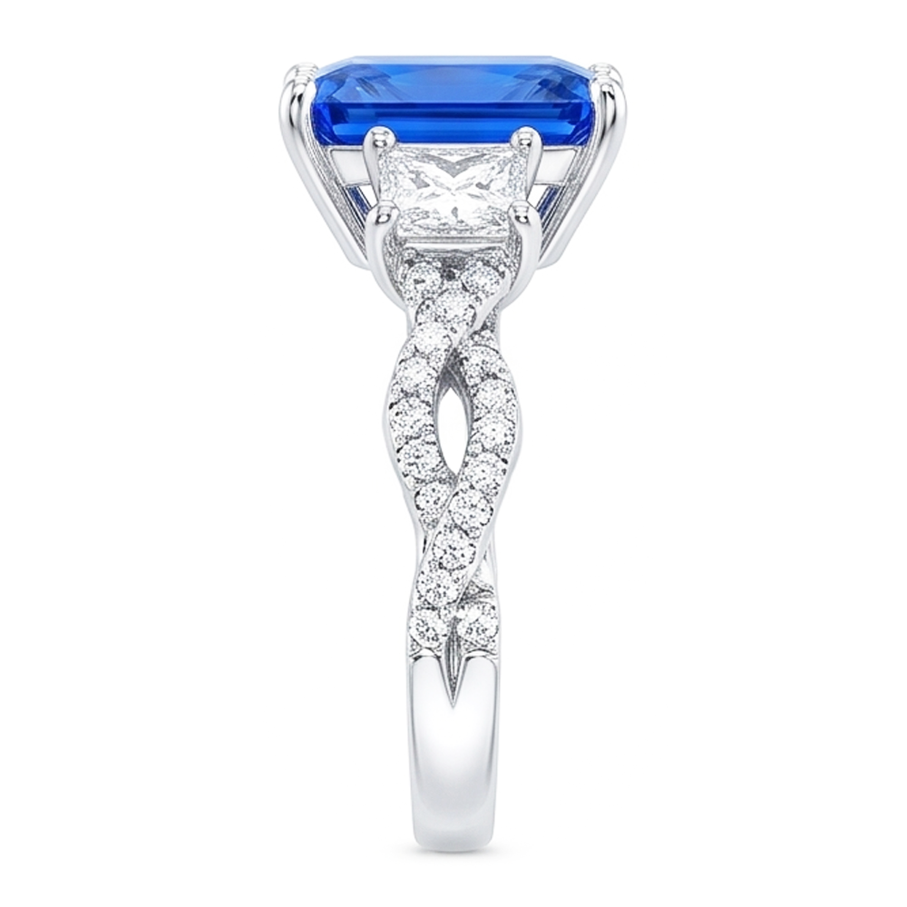 Strahlender Saphir Edelstein Ring 3 Steine Twisted Style 3,50 Karat