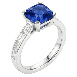 Strahlender Saphir-Verlobungsring 2 Karat Baguette-Akzent-Kanal-Set