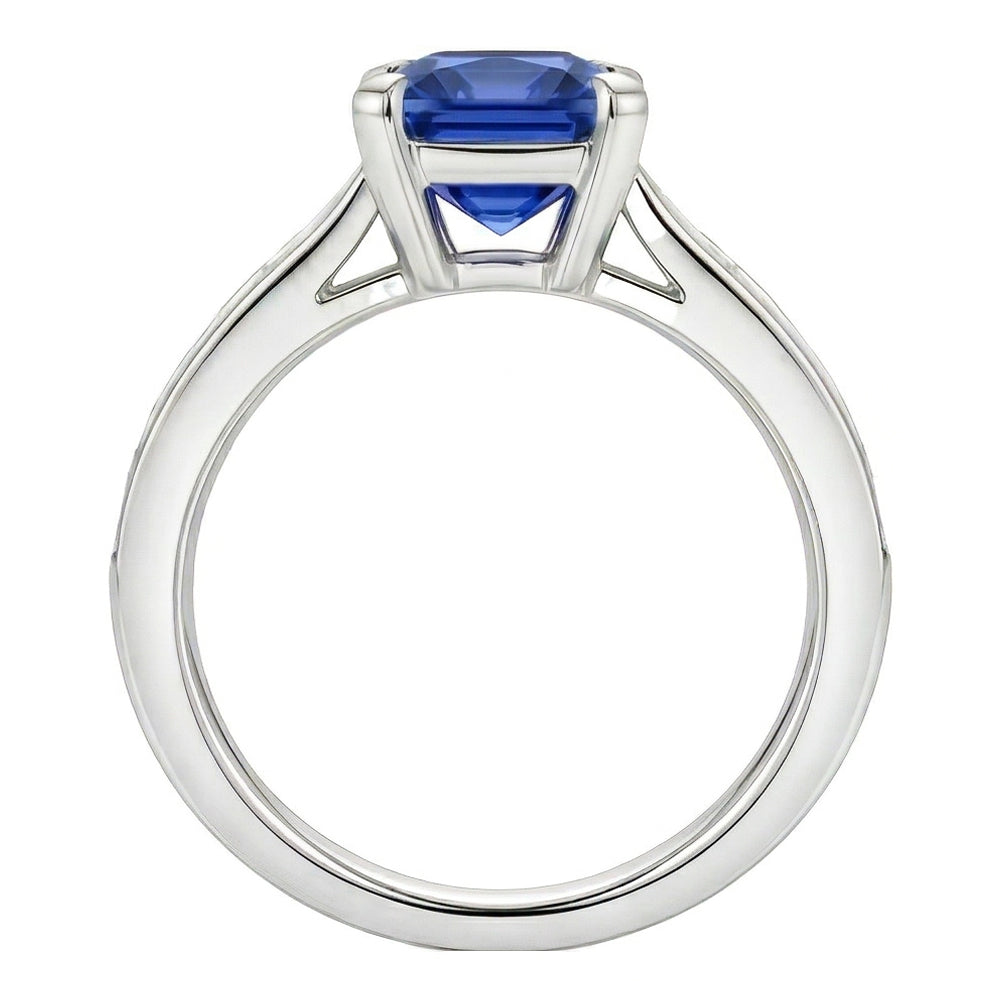 Strahlender Saphir-Verlobungsring 2 Karat Baguette-Akzent-Kanal-Set