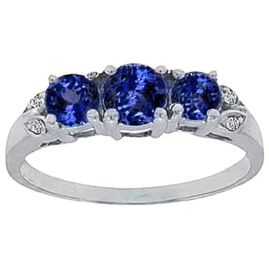 Tansanit AAA runder Aus der Erde Abgebauter Natürlicher Diamant 2,75 Karat Ring Edelsteinschmuck