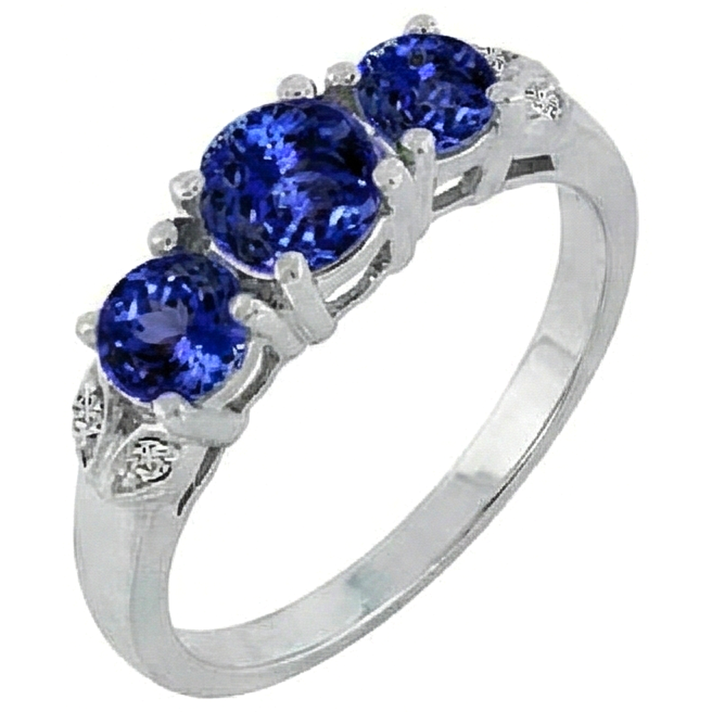 Tansanit AAA runder Aus der Erde Abgebauter Natürlicher Diamant 2,75 Karat Ring Edelsteinschmuck