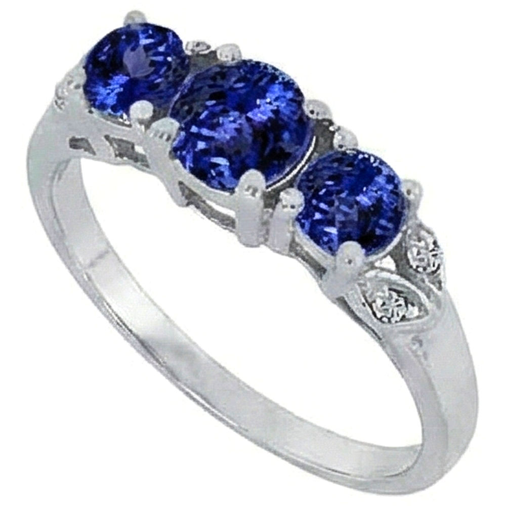 Tansanit AAA runder Aus der Erde Abgebauter Natürlicher Diamant 2,75 Karat Ring Edelsteinschmuck