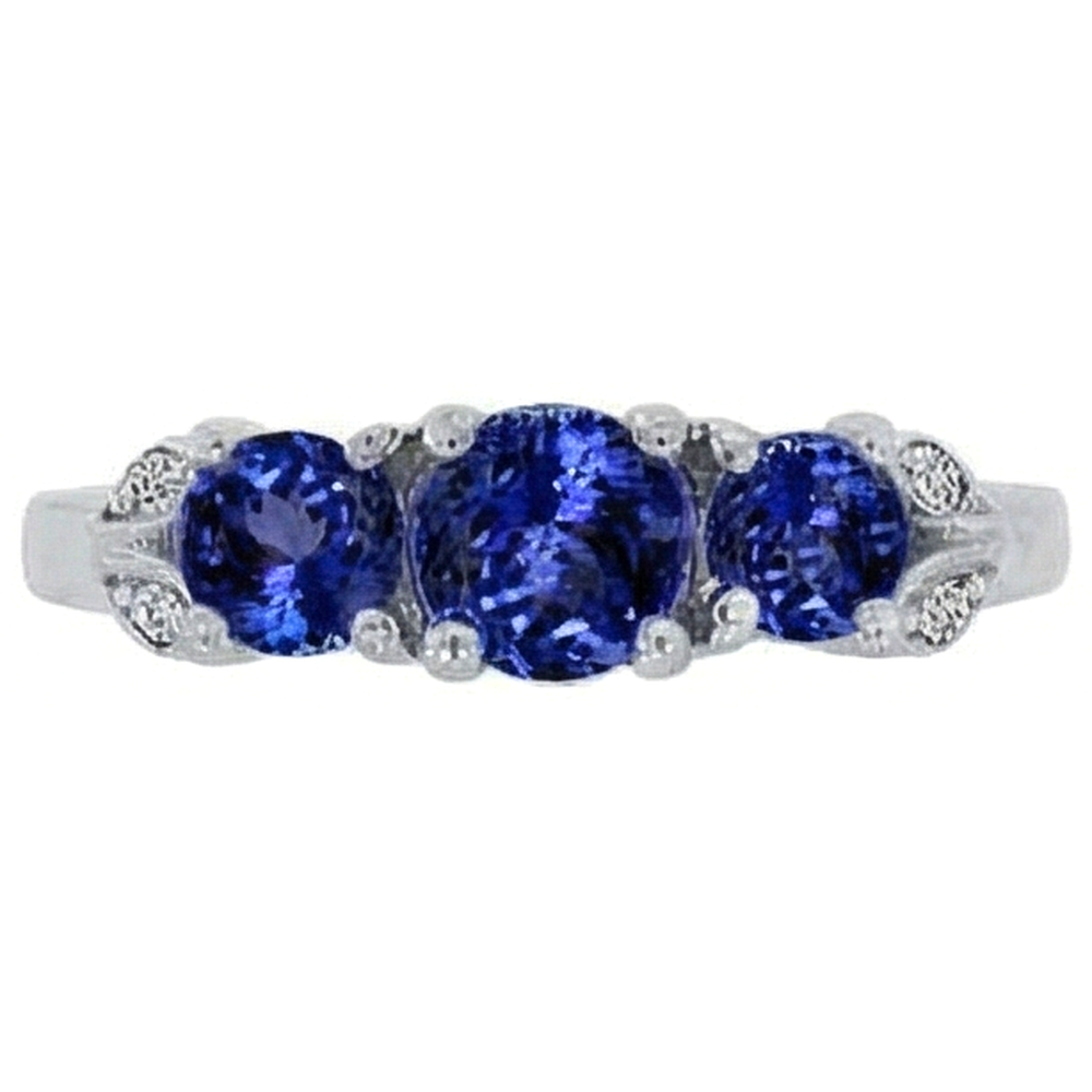 Tansanit AAA runder Aus der Erde Abgebauter Natürlicher Diamant 2,75 Karat Ring Edelsteinschmuck