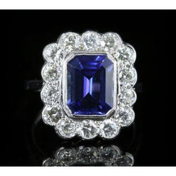 Tansanit-Cocktailring im Vintage-Stil