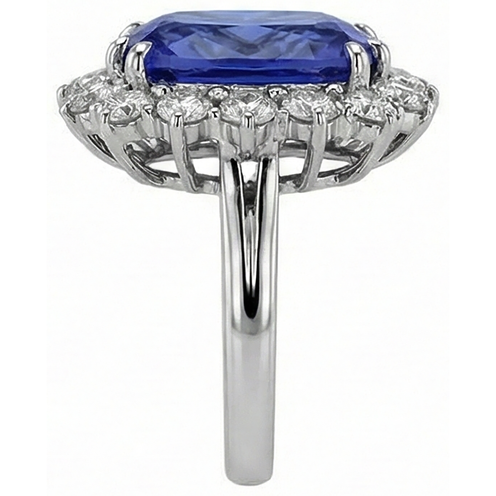 Tansanit Kissen und runde Aus der Erde Abgebauter Natürlicher Diamanten 6,50 Karat Halo Ring Edelstein