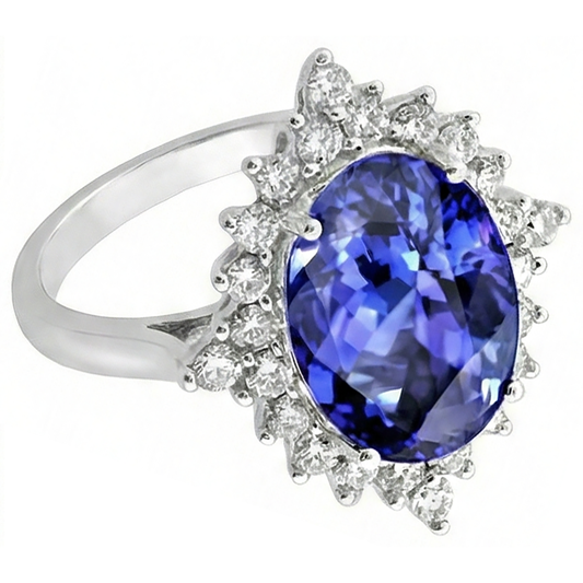 echter oval tansanit 8.50Karat ring Seitenansicht