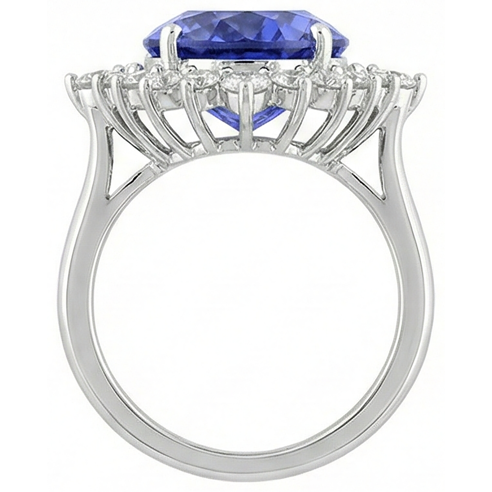 Tansanit Oval Aus der Erde Abgebauter Natürlicher Diamant Verlobungsring 8.50 Karat Edelstein Schmuck Neu