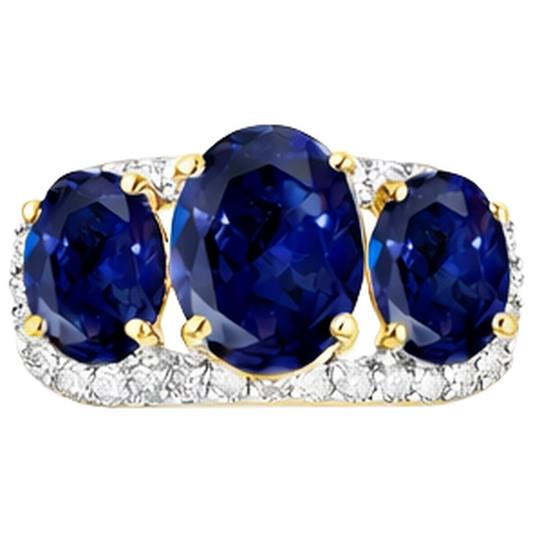 Tansanit Ovaler und runder Aus der Erde Abgebauter Natürlicher Diamanten 6 Karat Jubiläumsring Schmuck