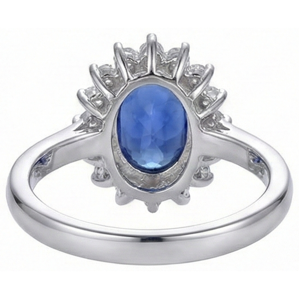 Tansanit Ring mit Aus der Erde Abgebauter Natürlicher Diamant Weißgold 4,5 Kt Edelsteinschmuck