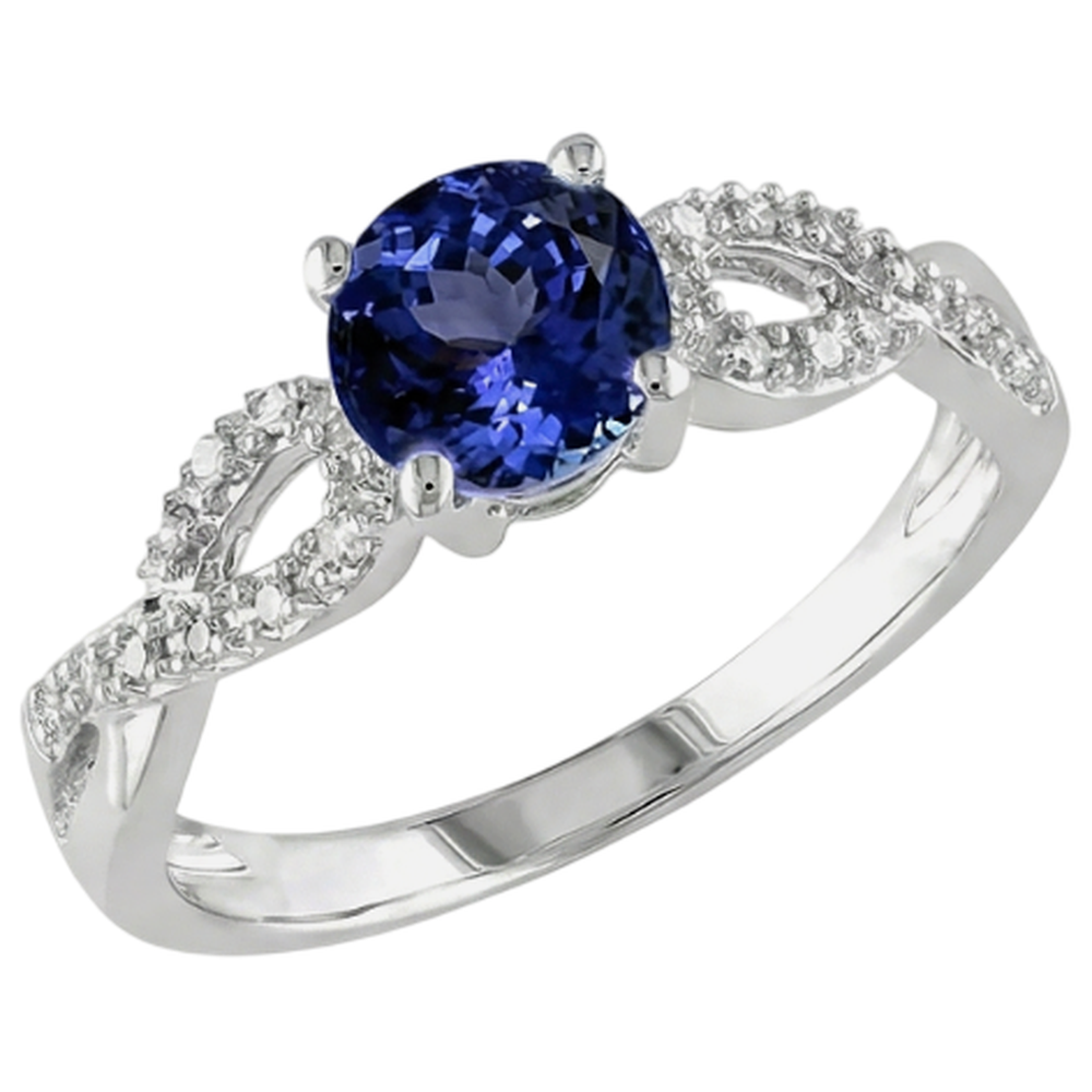 Tansanit im Rundschliff 3.50 Karat Aus der Erde Abgebauter Natürlicher Diamanten Fancy Ring Weißgold 14K