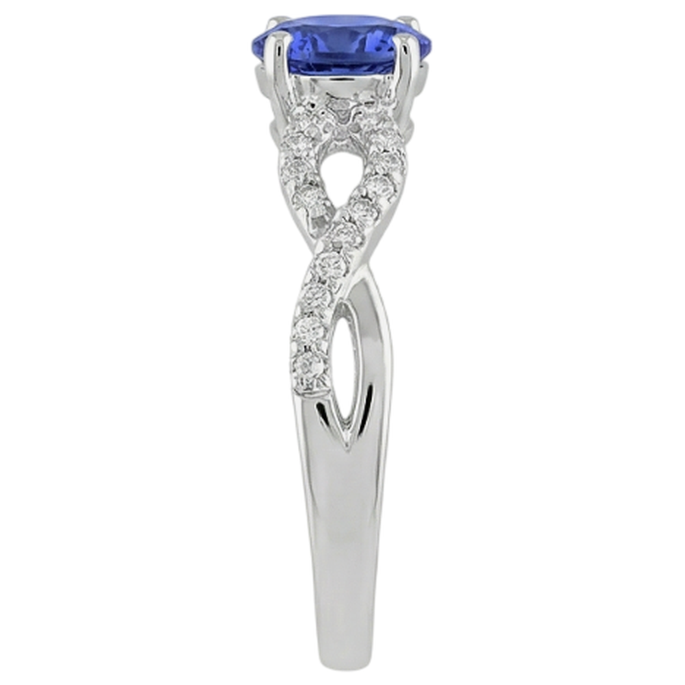 Tansanit im Rundschliff 3.50 Karat Aus der Erde Abgebauter Natürlicher Diamanten Fancy Ring Weißgold 14K