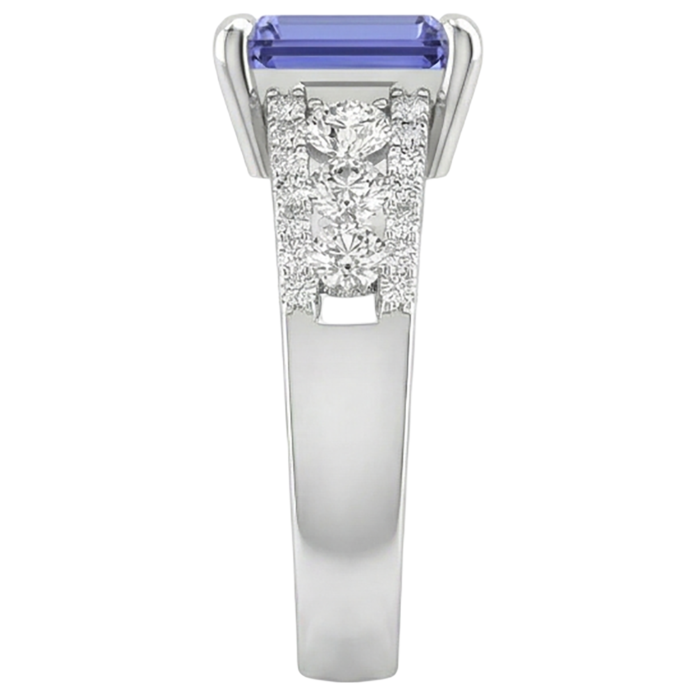 Tansanit mit Aus der Erde Abgebauter Natürlicher Diamanten 15,50 Karat Ehering Gold Weiß 14K Neu