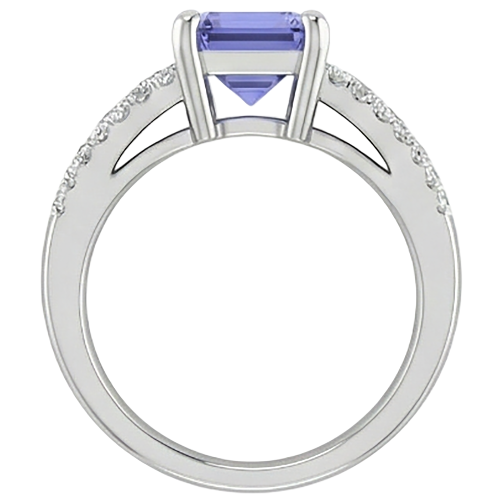 Tansanit mit Aus der Erde Abgebauter Natürlicher Diamanten 15,50 Karat Ehering Gold Weiß 14K Neu