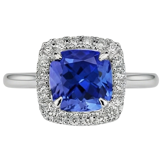 echter round tansanit 7.75Karat ring Seitenansicht