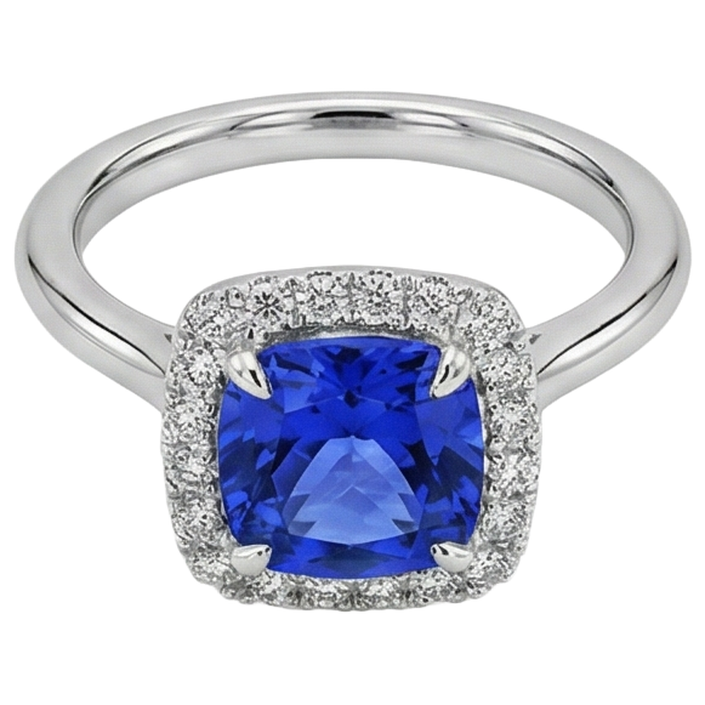 echter round tansanit 7.75Karat ring Detailansicht