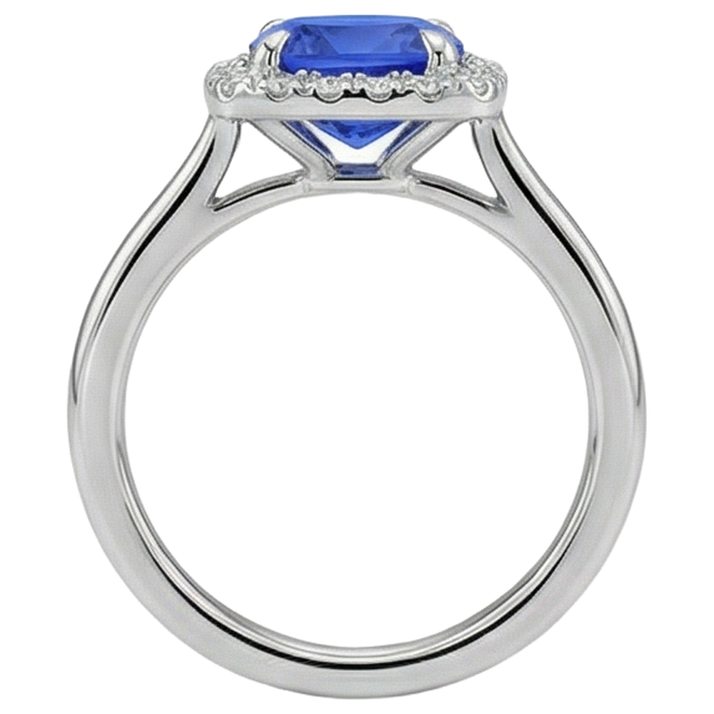echter round tansanit 7.75Karat ring Profilansicht