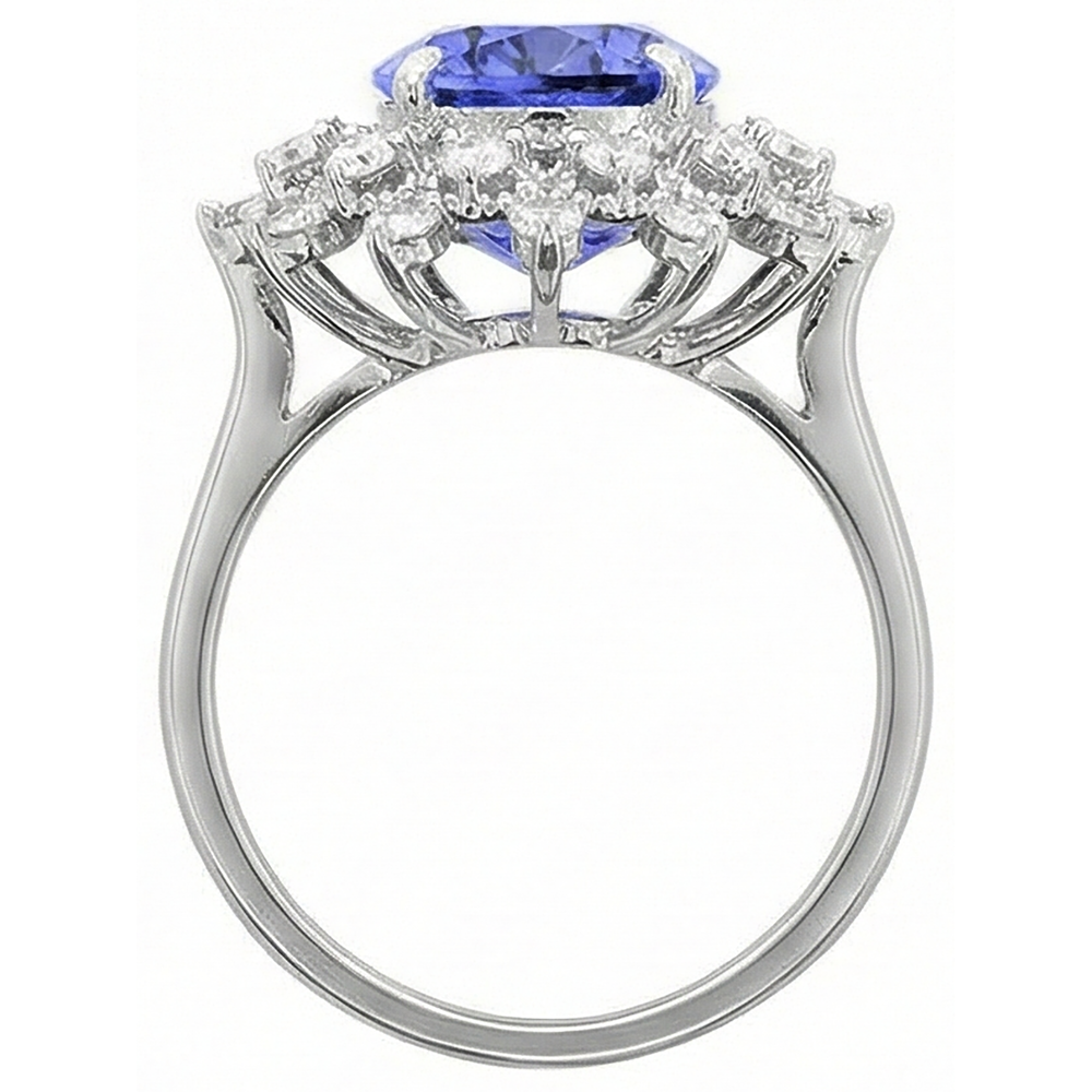 echter round tansanit 3.75Karat ring Detailansicht
