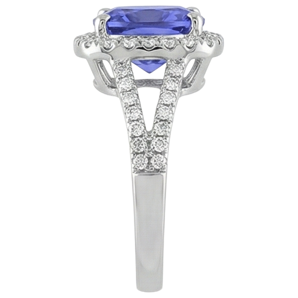 Tansanit und Aus der Erde Abgebauter Natürlicher Diamant 4,85 Karat Jubiläumsring