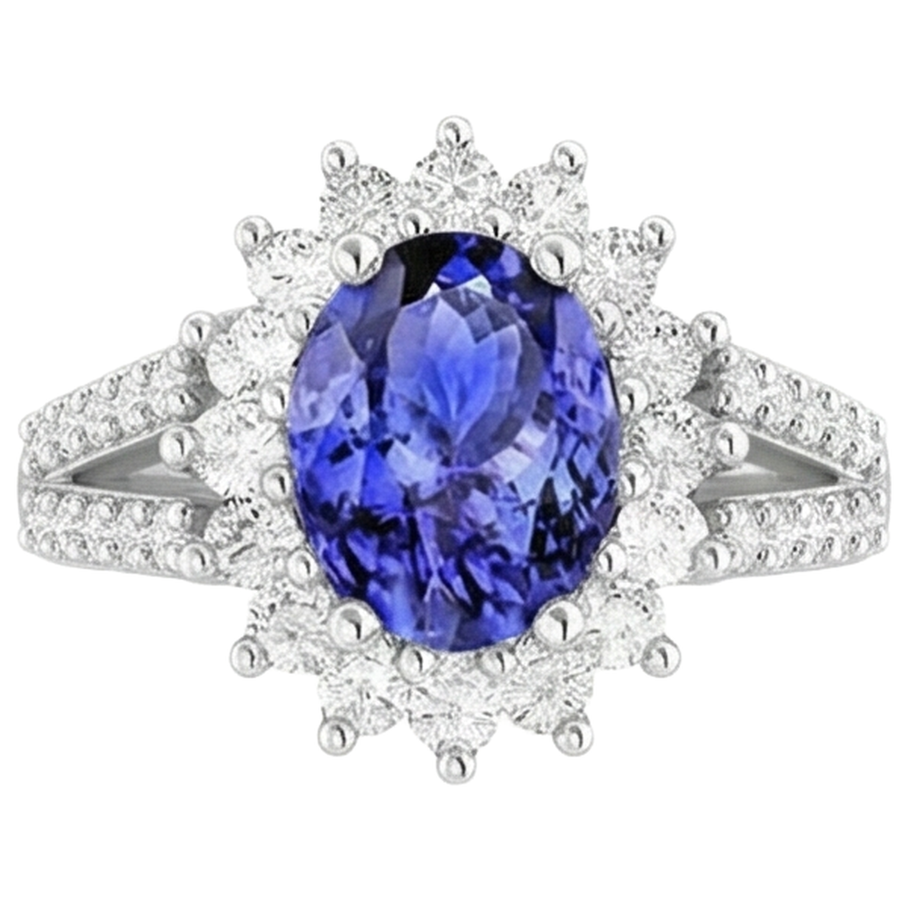 echter oval tansanit 4.75Karat ring Seitenansicht