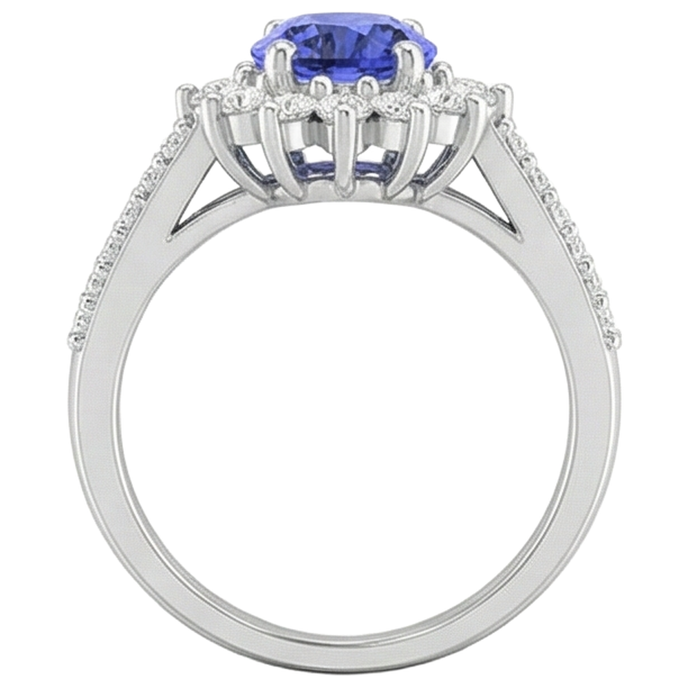 echter oval tansanit 4.75Karat ring Profilansicht