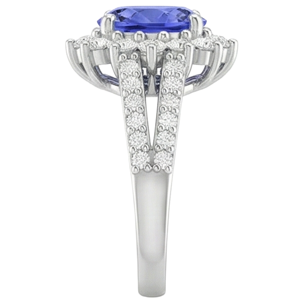 echter oval tansanit 4.75Karat ring auf Weiß