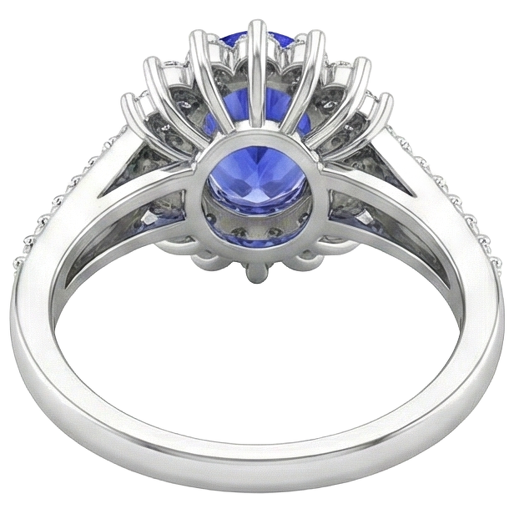 echter oval tansanit 4.75Karat ring mit Diamantbesatz