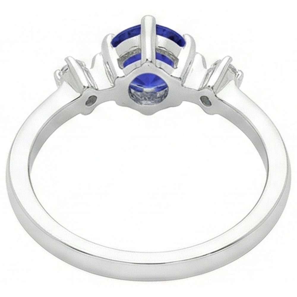 Tansanite AAA Runden Aus der Erde Abgebauter Natürlicher Diamanten Damen Fancy Ring Weißgold 0.75 Karat
